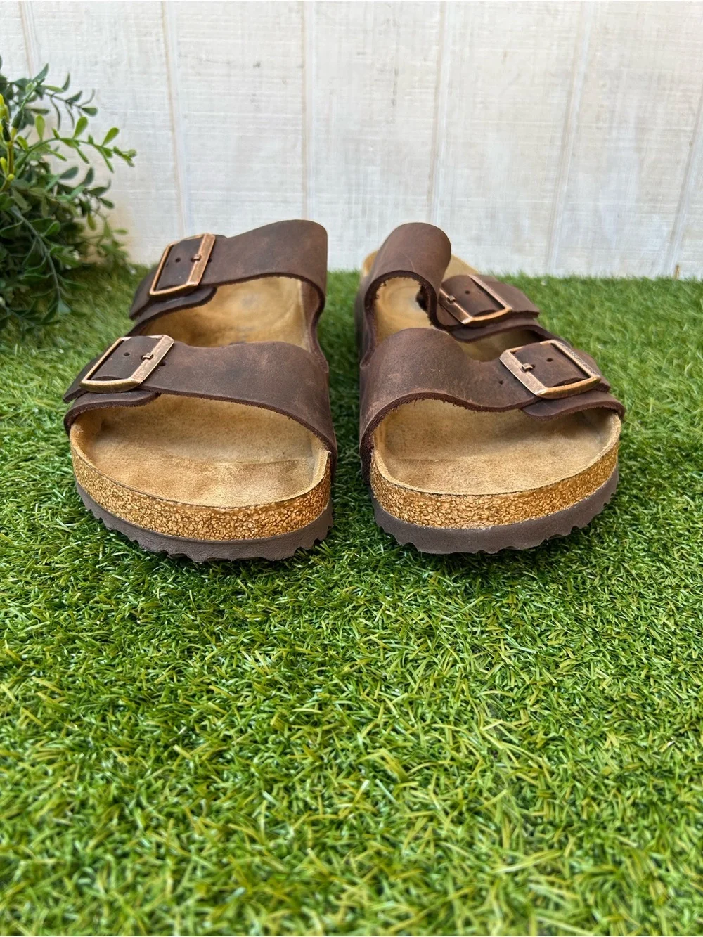 Birkenstock Arizona habana oiled leather men size  45US 12-12.5 gently used